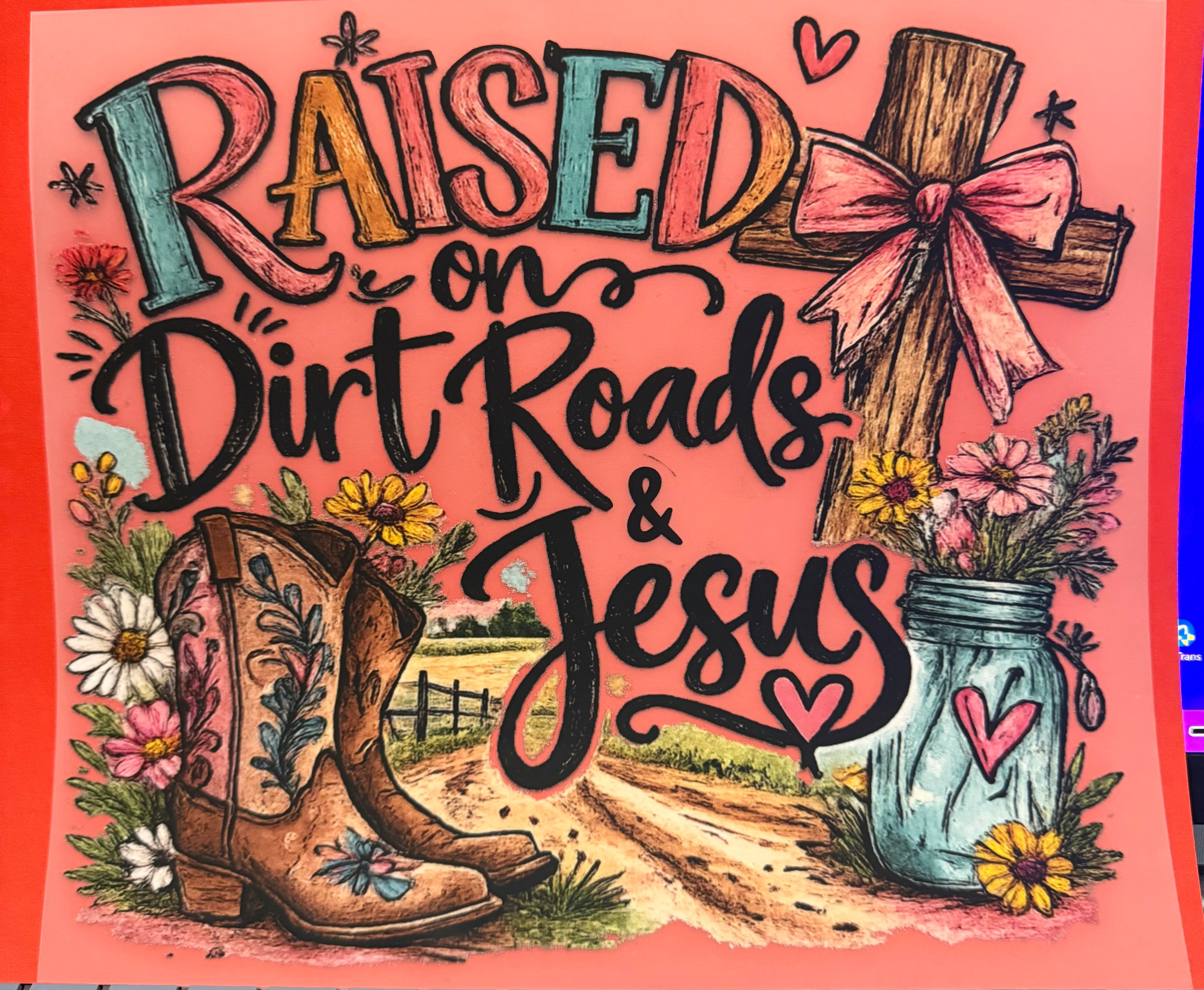 Raised on Dirt Roads full‑color Direct Transfer Film (DTF) T‑shirt