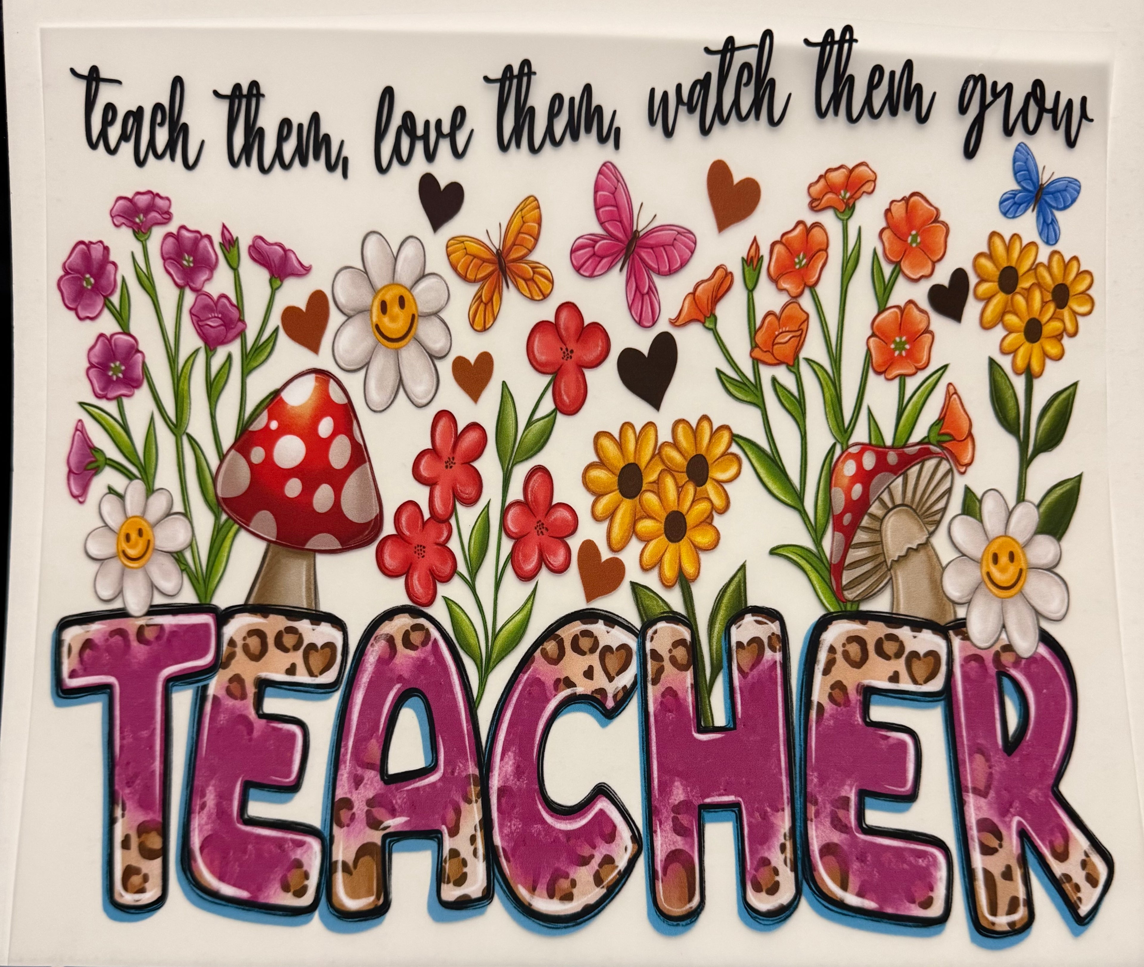 Teacher (flower) full‑color Direct Transfer Film (DTF) T‑shirt