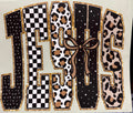 Jesus Black/Cheetah full‑color Direct Transfer Film (DTF) T‑shirt