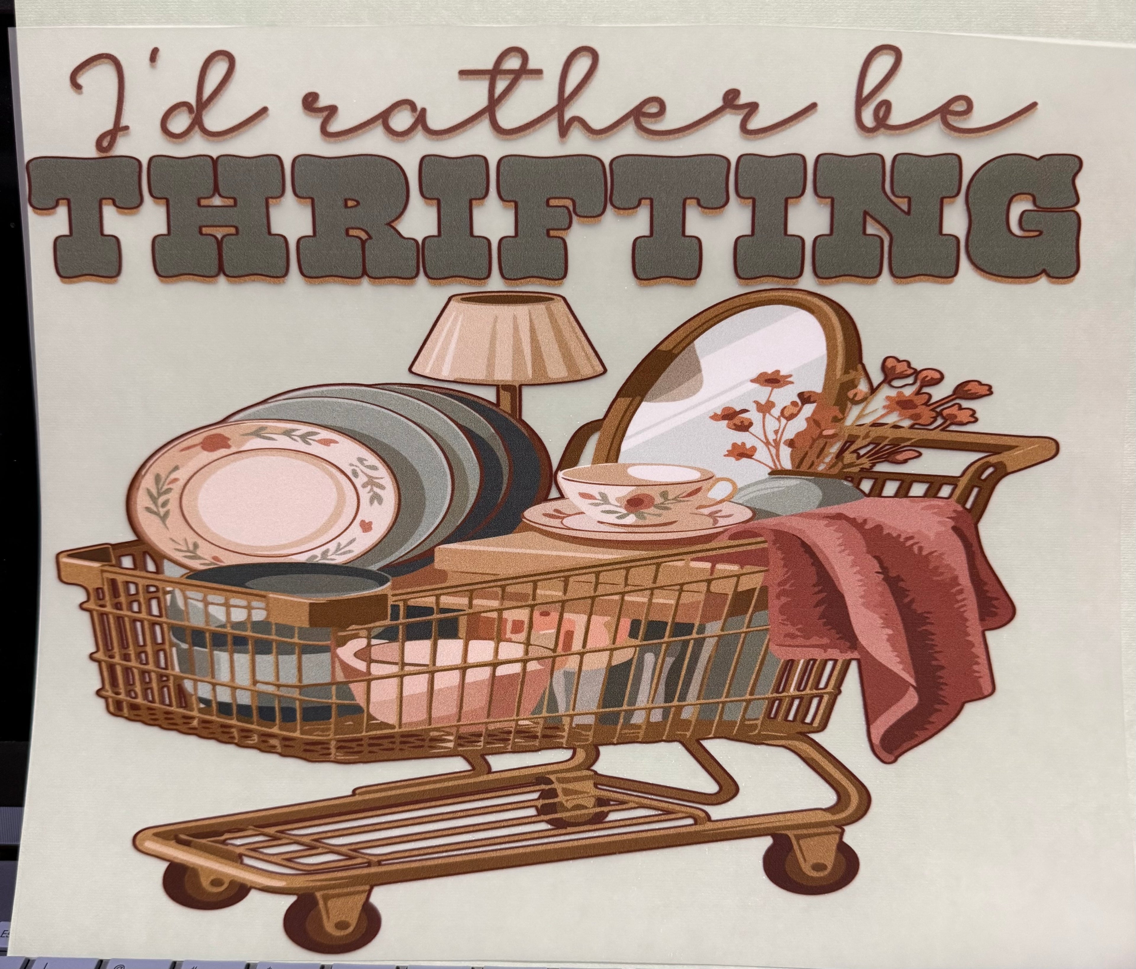 I'd Rather be Thrifting full‑color Direct Transfer Film (DTF) T‑shirt