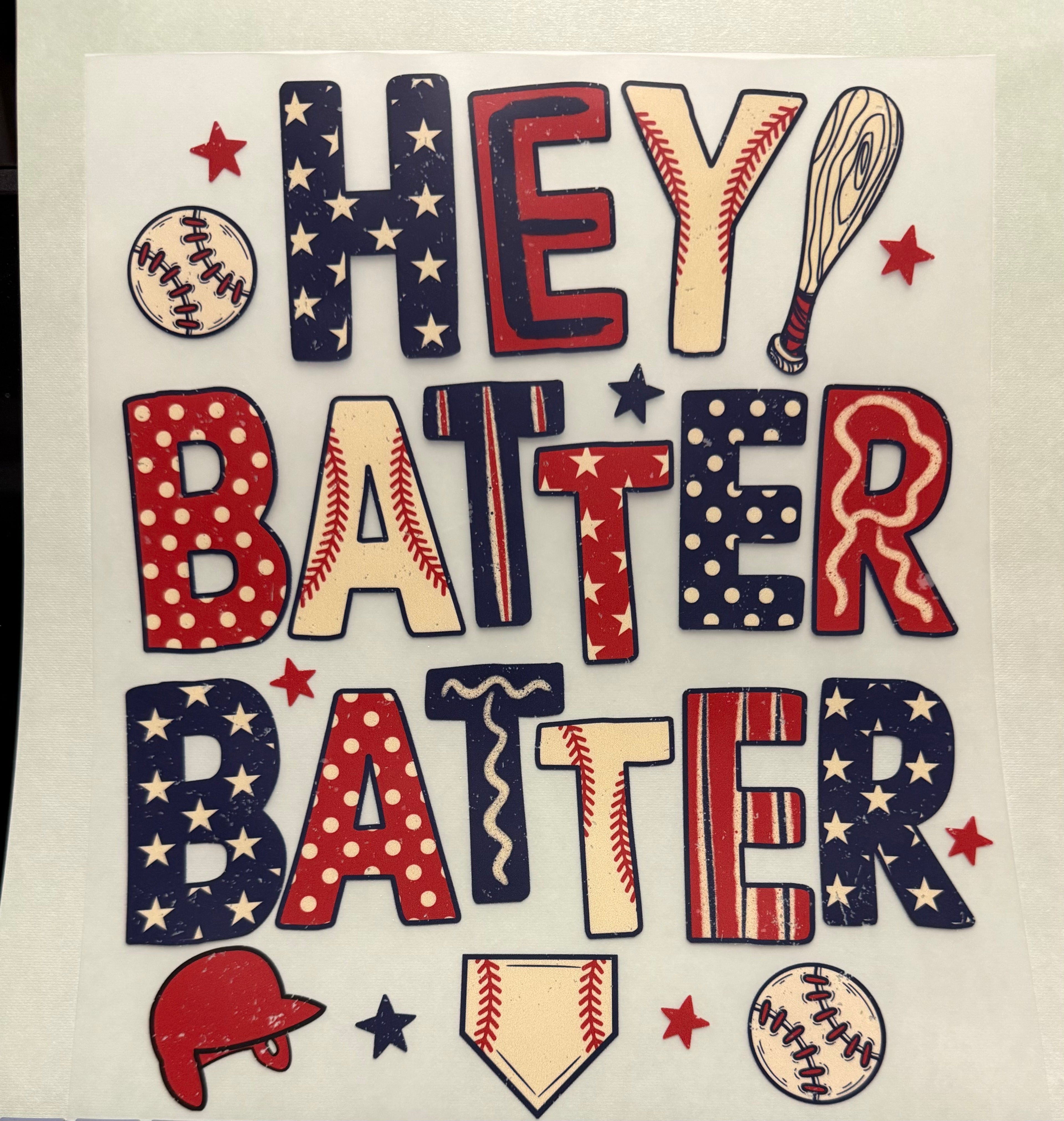 Hey Batter Batter full‑color Direct Transfer Film (DTF) T‑shirt