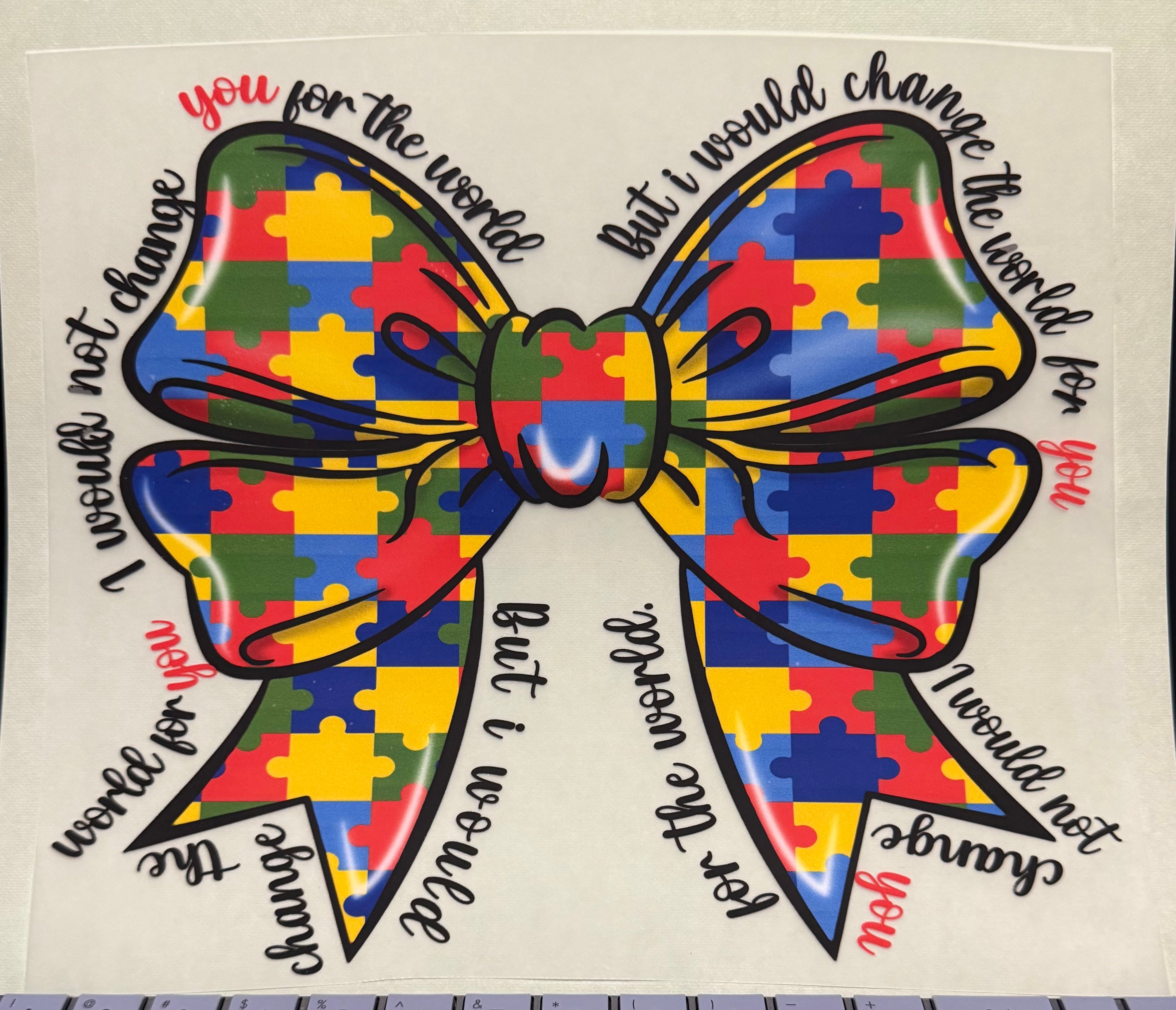 Kind Autism Bow full‑color Direct Transfer Film (DTF) T‑shirt