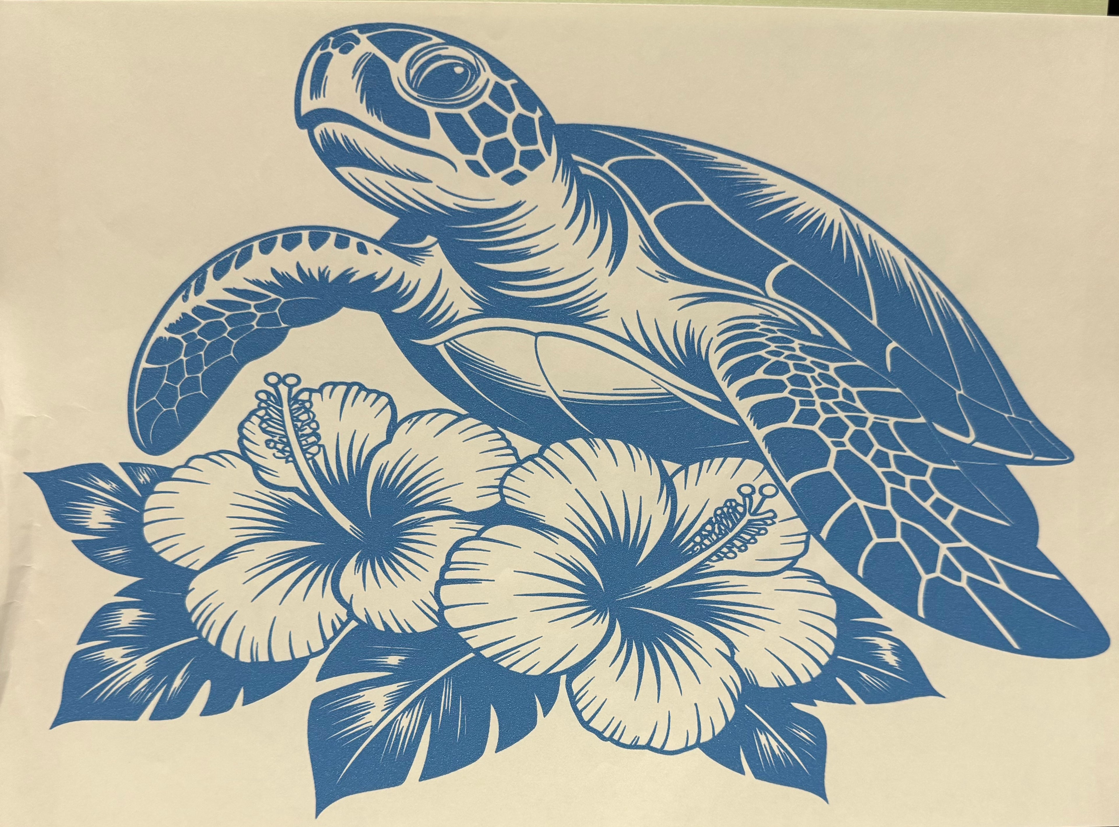 Blue Sea Turtle full‑color Direct Transfer Film (DTF) T‑shirt