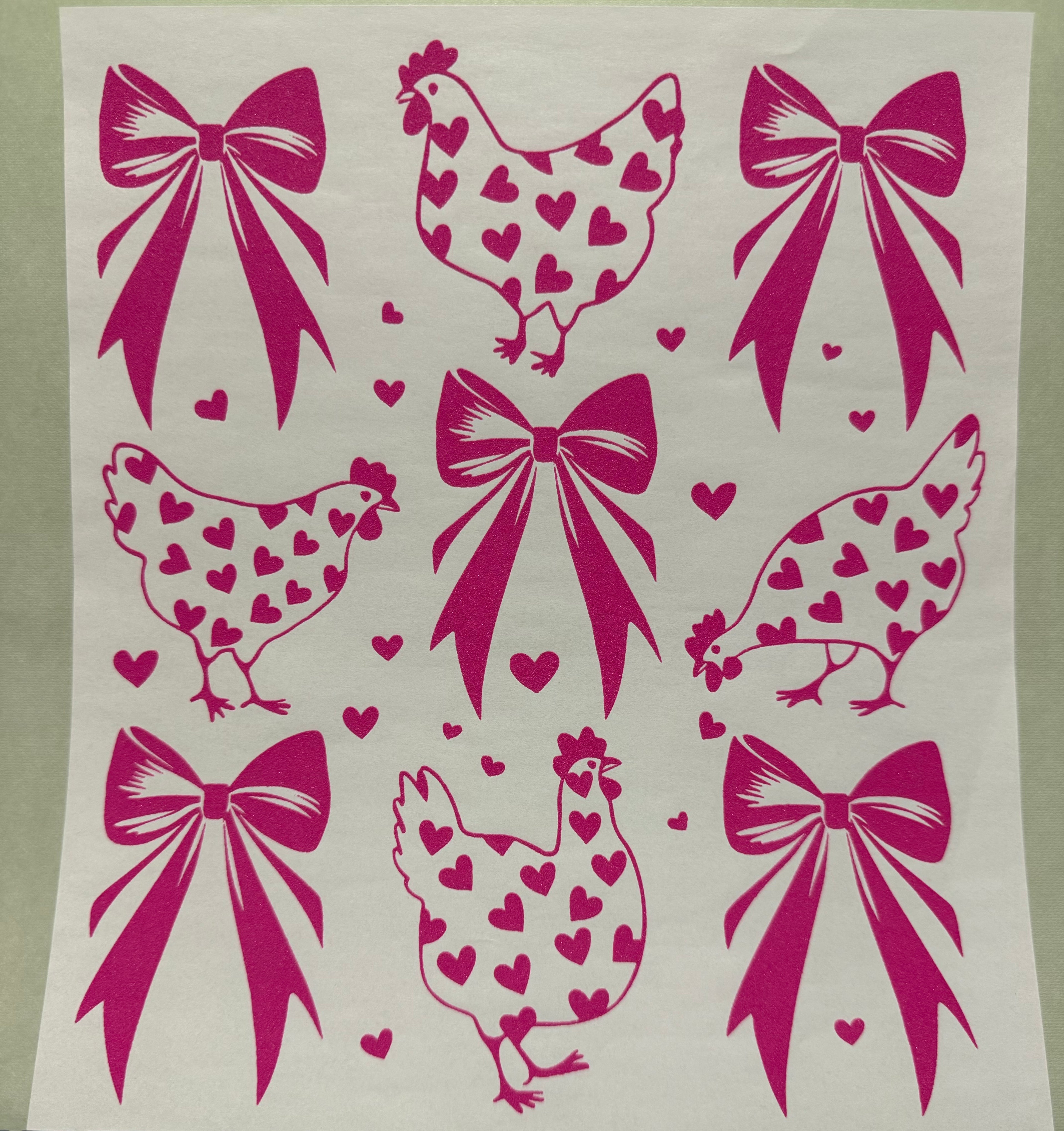 Pink Chicken Bow full‑color Direct Transfer Film (DTF) T‑shirt